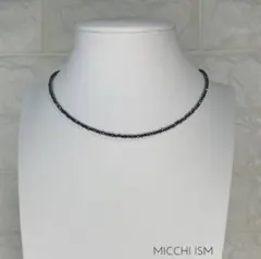 高級テラヘルツ鉱石 ネックレス シンプル キラキラ ボタン金具 流行り 2mm玉