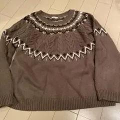 GU ケーブル編み ノルディック柄セーター　XL