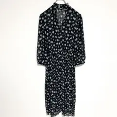 ユニクロ Joy of Print シフォンプリーツワンピース（7分袖）M