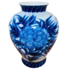 【宮内庁御用達】深川製磁 有田焼 大型 花瓶 フラワーベース 絵付け 牡丹