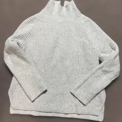 23区　羊毛95ウールカシミヤ　スタンドネック　ハイゲージニット オフホワイト