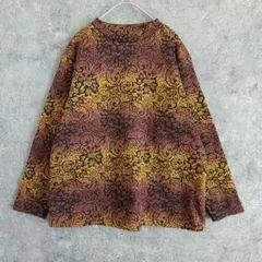 超美品✨️大きいサイズ✨️裏起毛 長袖カットソー　トレーナー　総柄　LL