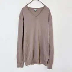 ユニクロ　エクストラファインメリノVネックセーター　メンズL　ベージュ色系　薄手