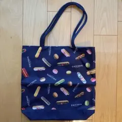 FAUCHON フォション エコバッグ 高島屋 スイーツ柄 紺 青 ネイビー