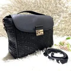 【未使用に近い】コールハーン ショルダーバッグ キルティング レザー ブラック