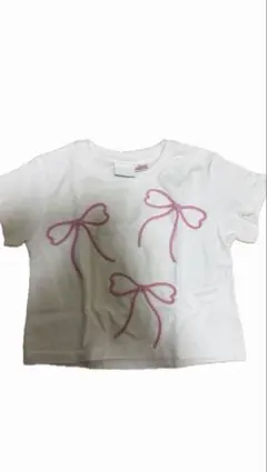 リボン柄 半袖Tシャツ ホワイト ZARA