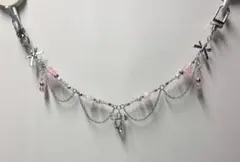 スクバチャーム バッグチャーム リボン 星 シルバーピンク「04」