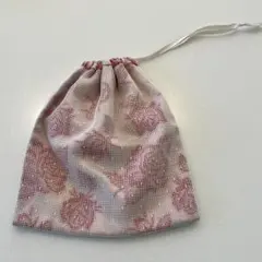 花柄メッシュ巾着袋 白赤