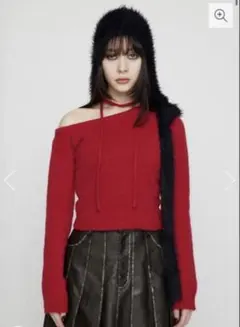 laguagem ONE SHOULDER ニット RED