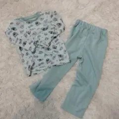 西松屋 未使用パジャマ110 長袖 女の子 年中素材 起毛 ミント 春秋用