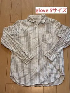 ホワイト/ブラックストライプ 長袖シャツ S
