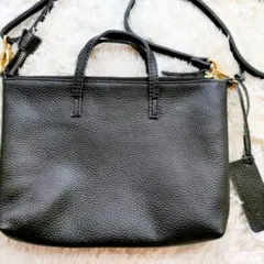 美品 FAUCON レザーショルダーバッグ 2WAY ブラック シボ革