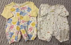 ベビー ロンパース カバーオール 50〜60cm 2枚セット くま うさぎ