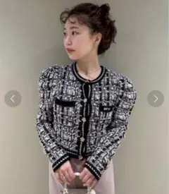 LILY BROWN×MARY QUANT ツイードニットカーディガン