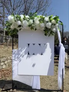 韓国風 ウェルカムスペース 結婚式 装飾セット コッパースタンド 造花 ホワイト