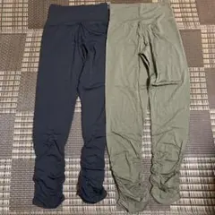 レギンス ブラックLL オリーブ3L ２枚組