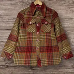 チェック柄ウール調 ジャケット マルチカラー コンパクト丈レディース