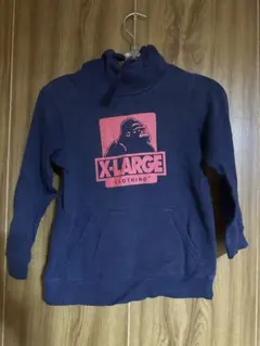X-LARGE フード付きパーカー 7T ネイビー