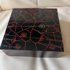 重箱 漆器 黒地 赤金 幾何学模様 梅文様のサムネイル