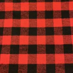 先染め生地（黒×赤のギンガムチェック柄ツイル）