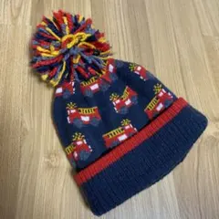 消防車柄　ニット帽