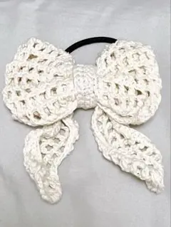 リボン ヘアゴム アイボリー