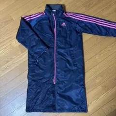 adidas ベンチコート J140cm ネイビー/ピンク (フードなし)