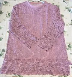 ピンク レース 長袖 トップス