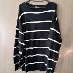 オーバーサイズ黒白ストライプセーター