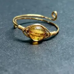 WR475G 天然石 パワーストーン ワイヤーリング ブランデーシトリン フリー