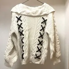 axes femme 編み上げオフタートルニット アクシーズファム