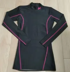 YONEX　インナー　ブラック　ピンク　モックネック ハイネック長袖シャツ　L