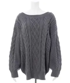 グレー バックリボン ニットセーター