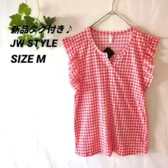 【新品タグ付き】ギンガムチェックTシャツレッドSIZE M