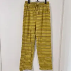 イージーパンツ【M】イエロー ボーダー ウエストゴム リラックスウェア ゆったり