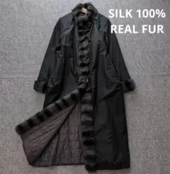 着丈約111cm✨ デミバフミンク ロシアンリス ロングコート シルク100% 着丈約111cm✨ デミバフミンク ロシアンリス ロングコート シルク100