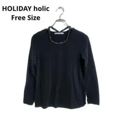 しまむら HOLIDAY holic カットソー ビジュー ブラック F 上品