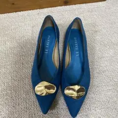 LE TALON 青 スエード ポインテッドトゥ