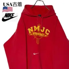 00s USA古着 ナイキ カレッジパーカー 赤 L NMJC スウェットy2k