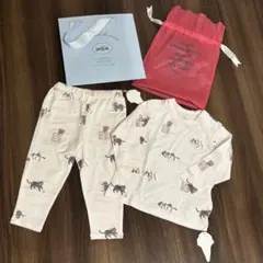 新品タグ付き ジェラートピケ ベビー キャット柄 ロンT パジャマ セット