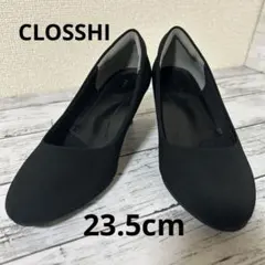 美品★ブラックパンプス/23.5cm/面接/就活/黒クロッシー/プレーンパンプスのサムネイル