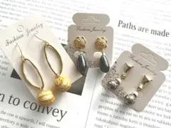 □ ハンドメイドピアス 3点セット まとめ売りS_No.044 □