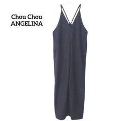 シュシュ クロスストラップ Vネック サロペット ブラック 綿麻混 FREE