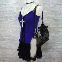 フェアリーグランジ Y2K 平成ギャル 小悪魔 姫フリルレース 紫 キャミソール