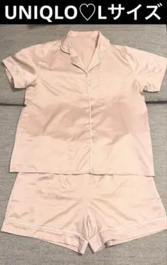 【USED】GU ジーユー♡サテンパジャマ 半袖 上下セット♡Lサイズ♡ピンク