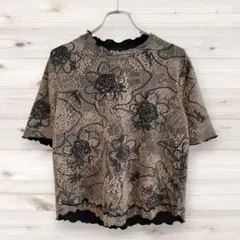 O152【FT.Collection】半袖カットソー レース 刺繍 花柄 総柄