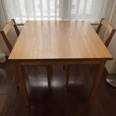 【無印良品】木製 四角形ダイニングテーブル と椅子二脚　ダイニングセット