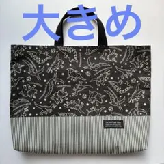 大きめのレッスンバッグ（恐竜、黒）のサムネイル