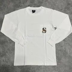 90s OLD STUSSY 迷彩SロゴポケットロンT 紺タグ USA製 S