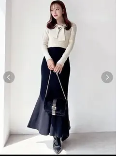 RESEXXY ボウタイマーメイドニットワンピース